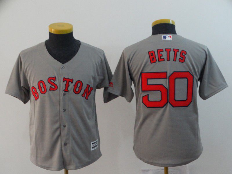 Youth Boston Red Sox #50 Betts Grey Game MLB Jerseys->youth mlb jersey->Youth Jersey